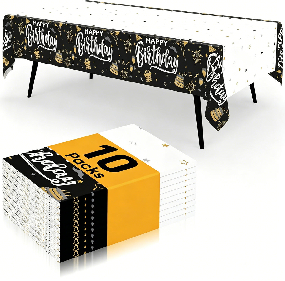 decorUhome Disposable Halloween Tablecloth - 6 Pack, Happy Birthday