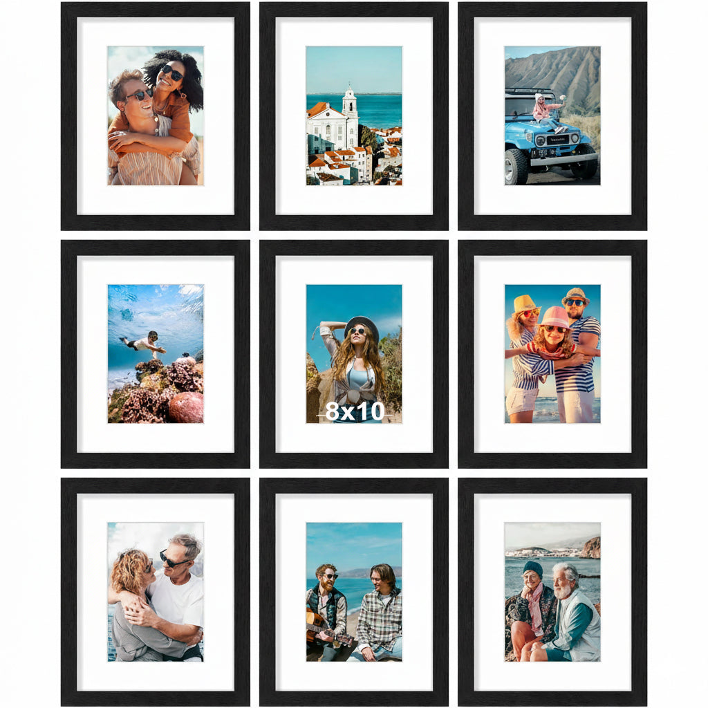 decorUhome 8x10 Black Picture Frame Set of 9
