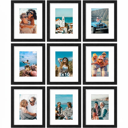 decorUhome 8x10 Black Picture Frame Set of 9
