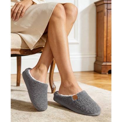 Litfun Memory Foam Fuzzy Slippers for Women Curly Fleece House Shoes Cozy Warm Indoor Slippers