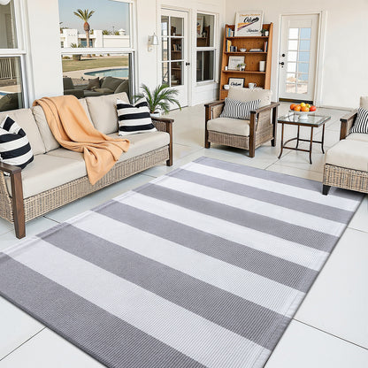 Buganda Black and White Striped Area Rug