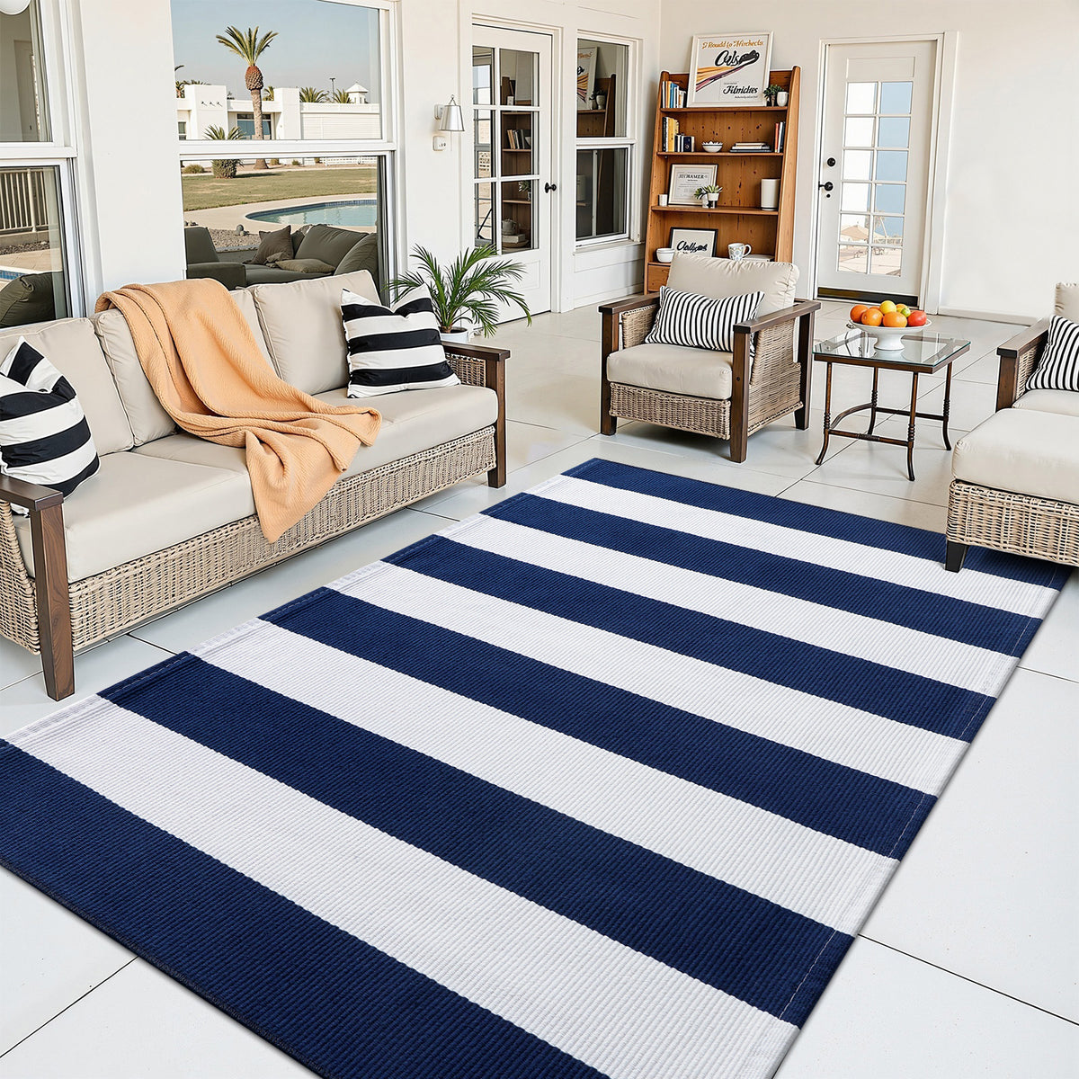 Buganda Black and White Striped Area Rug