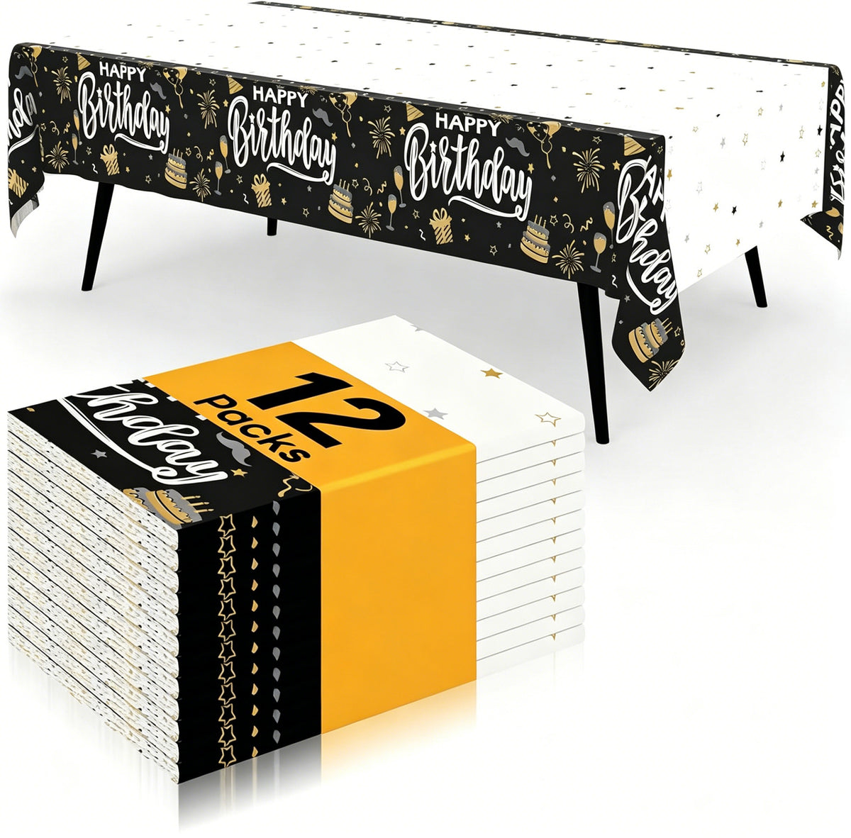 decorUhome Disposable Halloween Tablecloth - 6 Pack, Happy Birthday