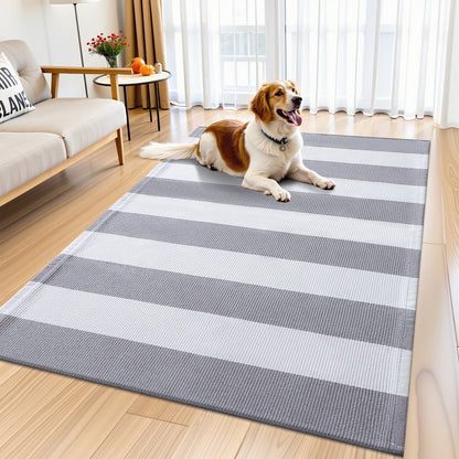 Buganda Black and White Striped Area Rug