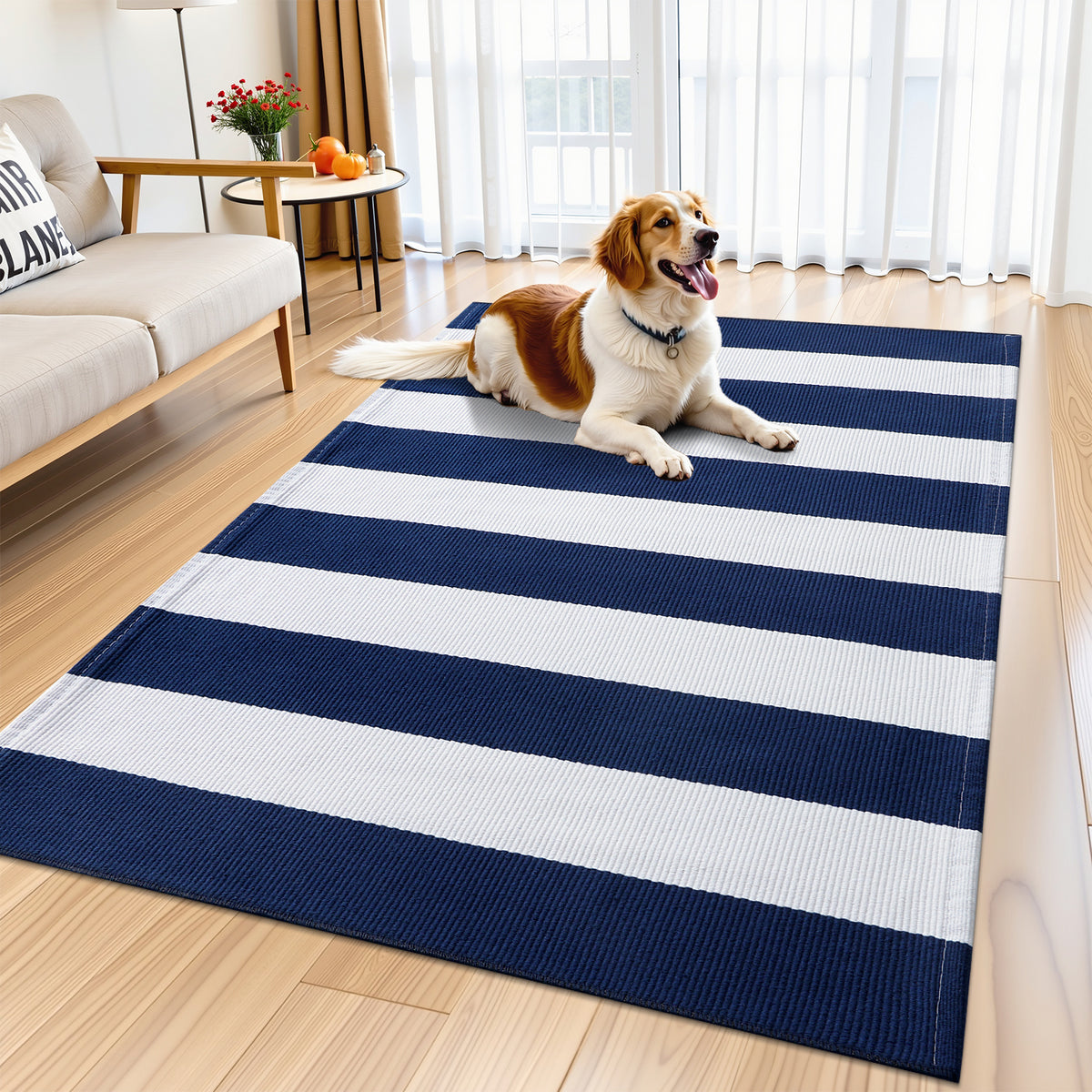 Buganda Black and White Striped Area Rug