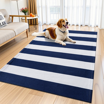 Buganda Black and White Striped Area Rug