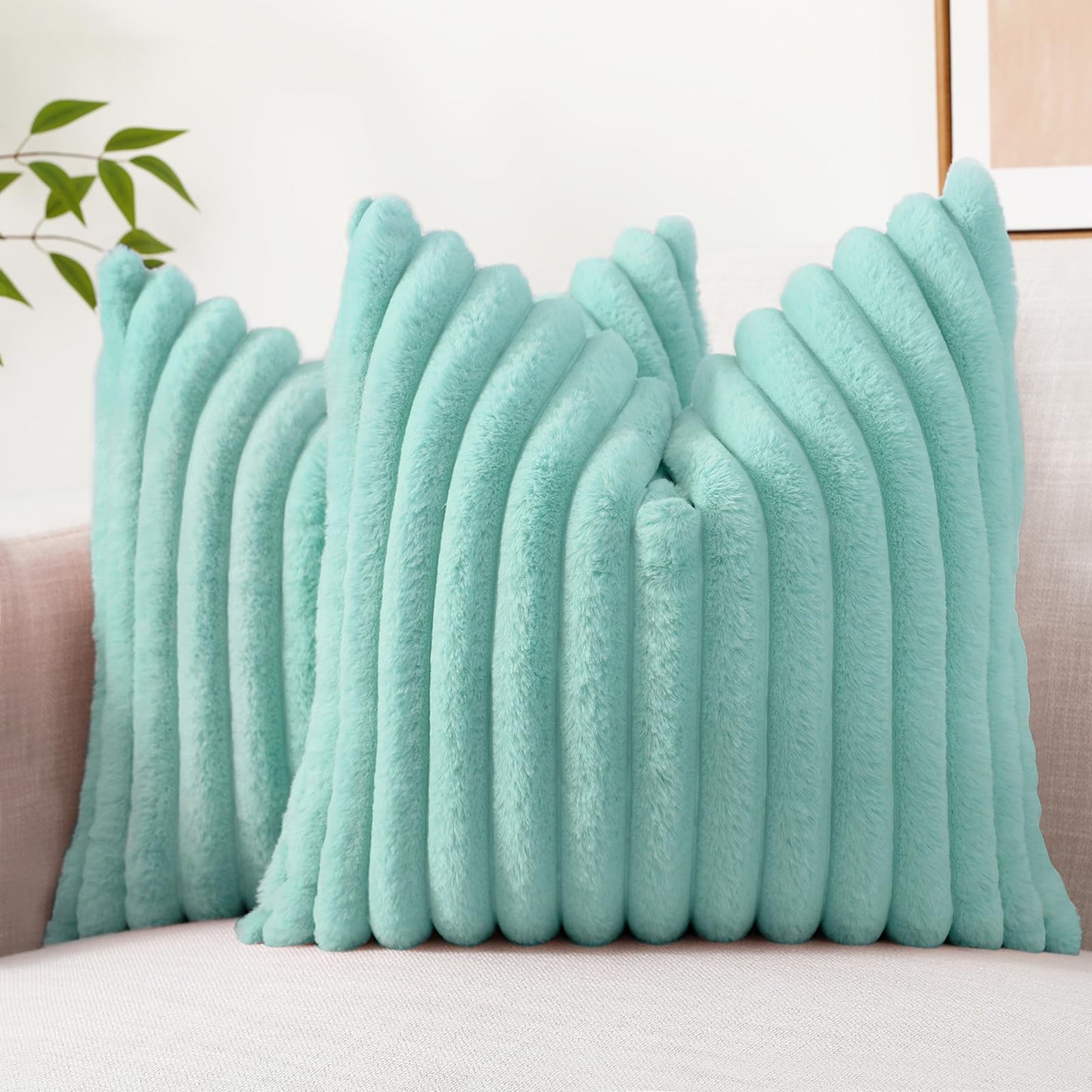 decorUhome Pack of 2 Faux Fur Plush Throw Pillow Covers
