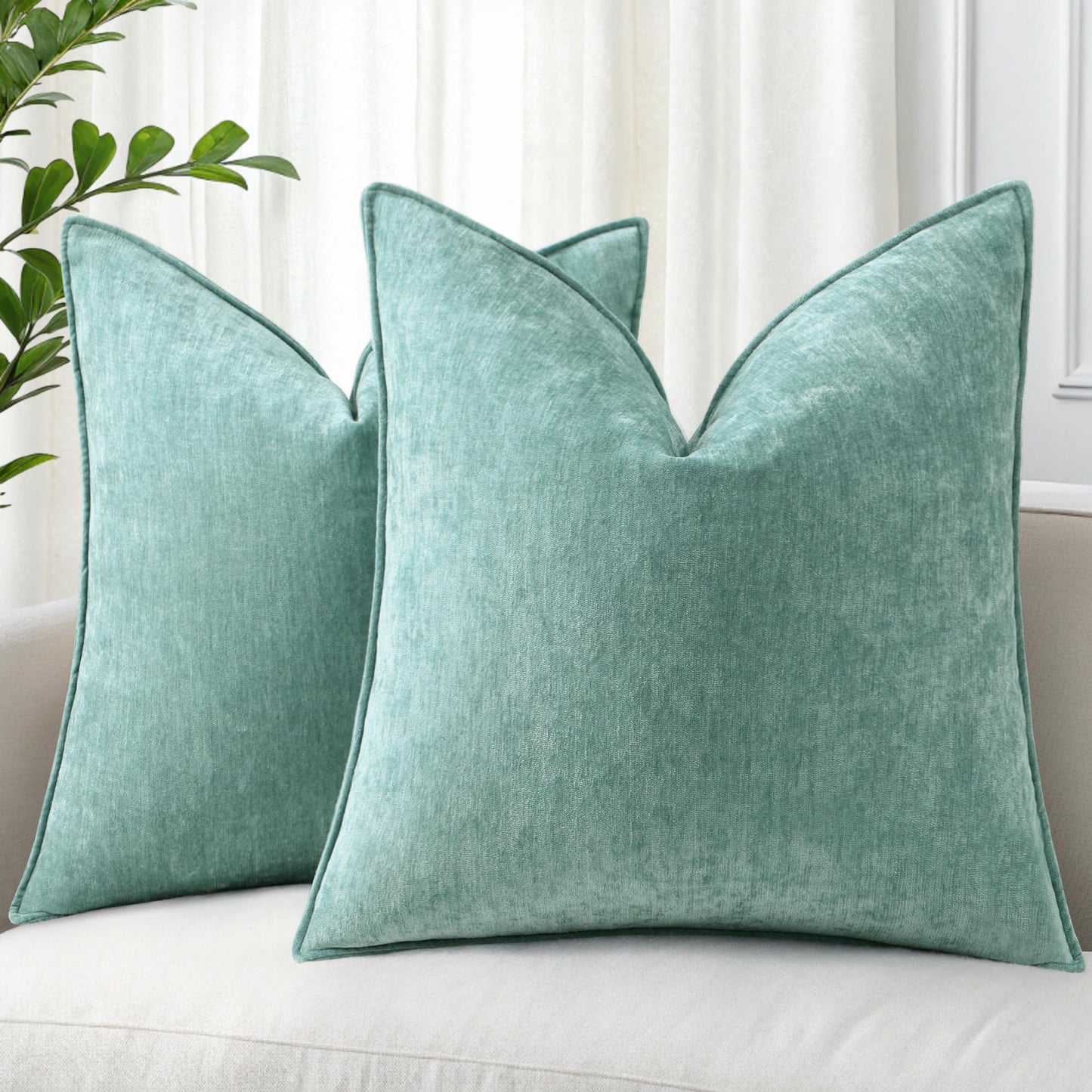 decorUhome Decorative Soft Neutral Chenille Pillow Covers