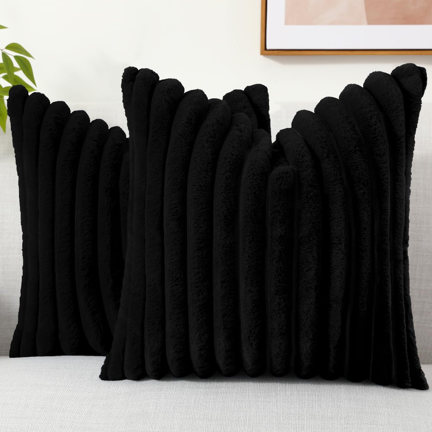 decorUhome Pack of 2 Faux Fur Plush Throw Pillow Covers