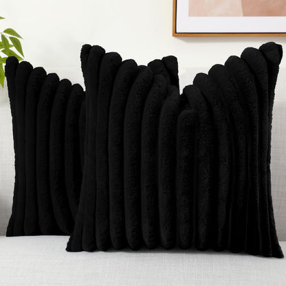 decorUhome Pack of 2 Faux Fur Plush Throw Pillow Covers