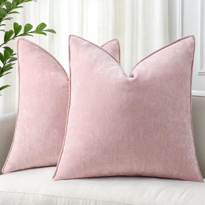 decorUhome Decorative Soft Neutral Chenille Pillow Covers
