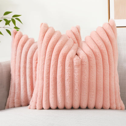 decorUhome Pack of 2 Faux Fur Plush Throw Pillow Covers