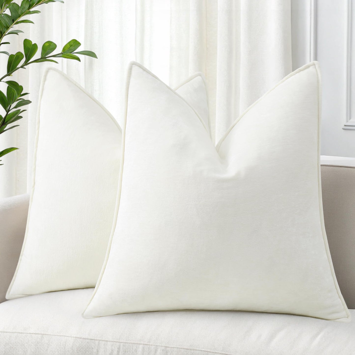 decorUhome Decorative Soft Neutral Chenille Pillow Covers