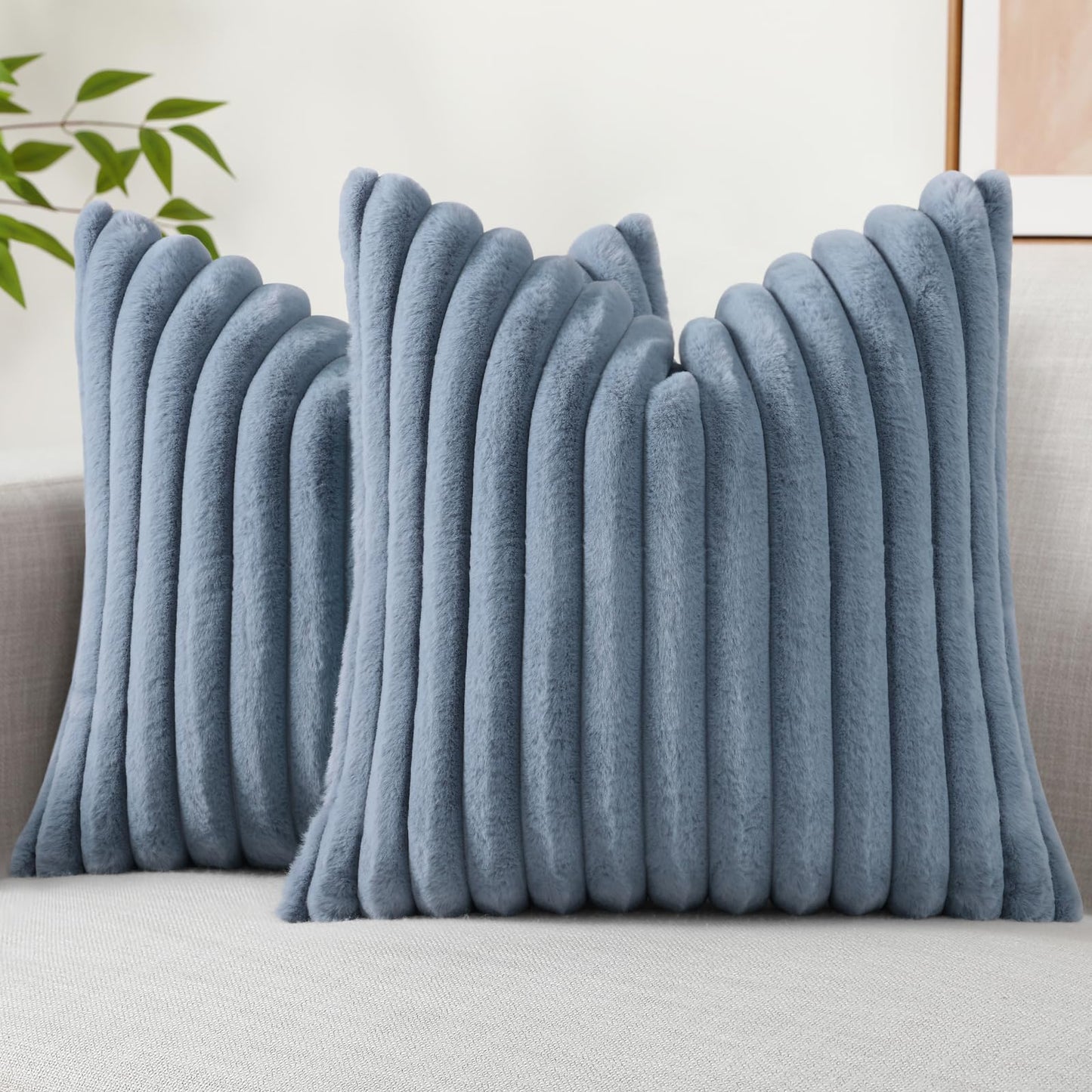 decorUhome Pack of 2 Faux Fur Plush Throw Pillow Covers