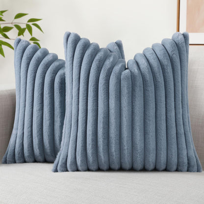 decorUhome Pack of 2 Faux Fur Plush Throw Pillow Covers