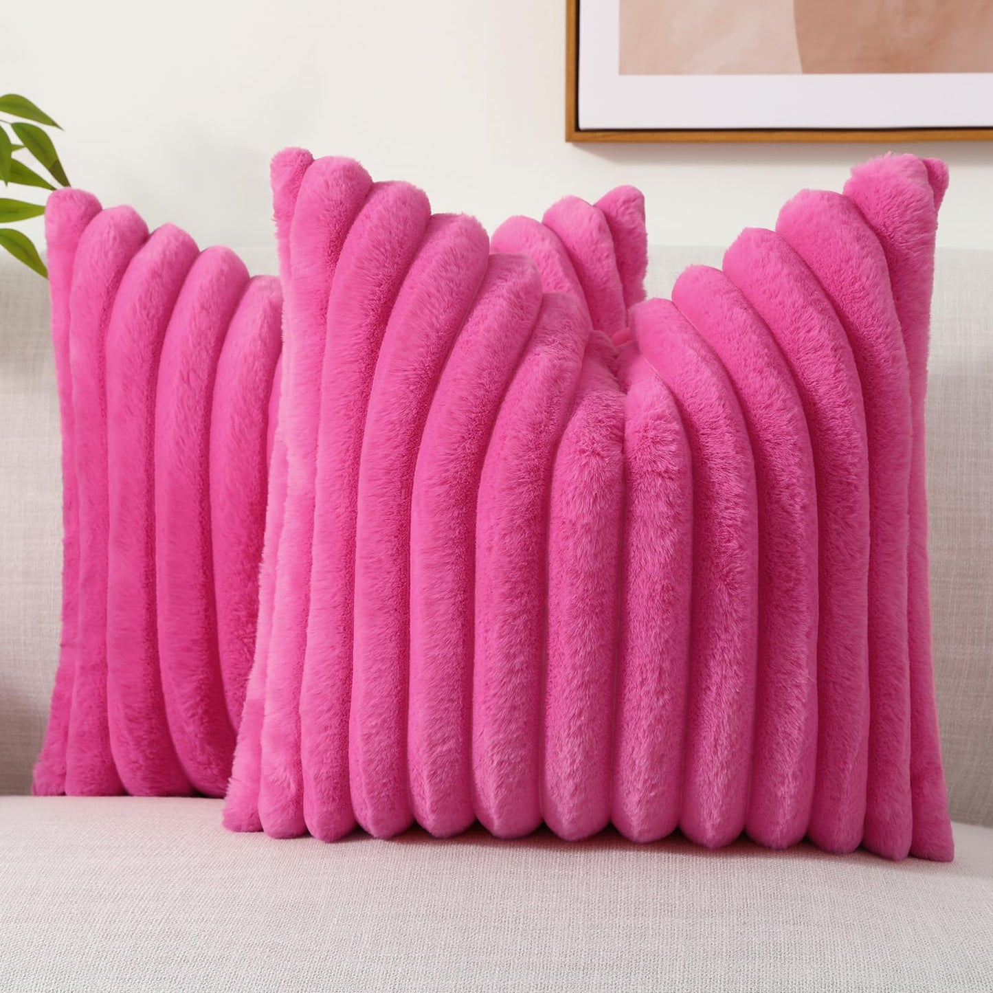 decorUhome Pack of 2 Faux Fur Plush Throw Pillow Covers