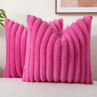 decorUhome Pack of 2 Faux Fur Plush Throw Pillow Covers
