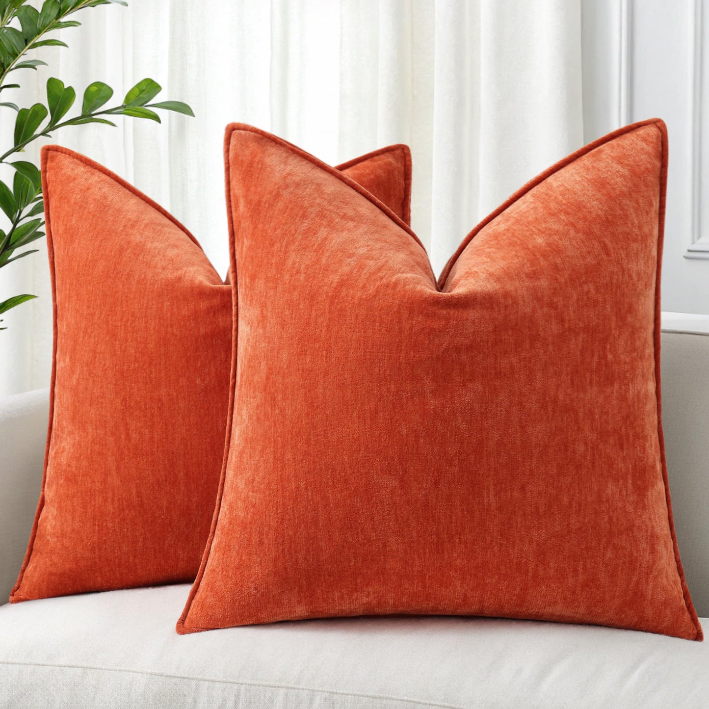 decorUhome Decorative Soft Neutral Chenille Pillow Covers
