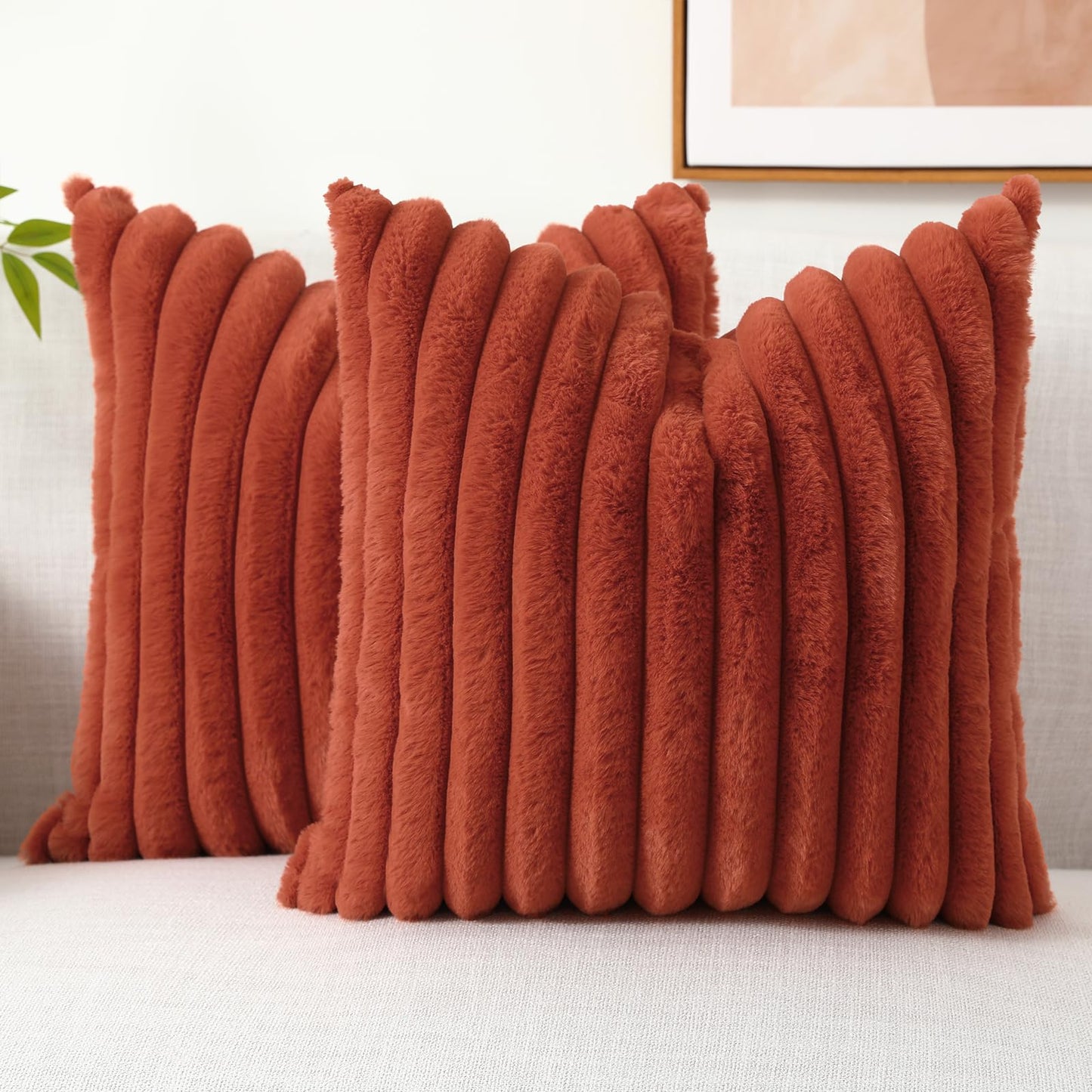 decorUhome Pack of 2 Faux Fur Plush Throw Pillow Covers