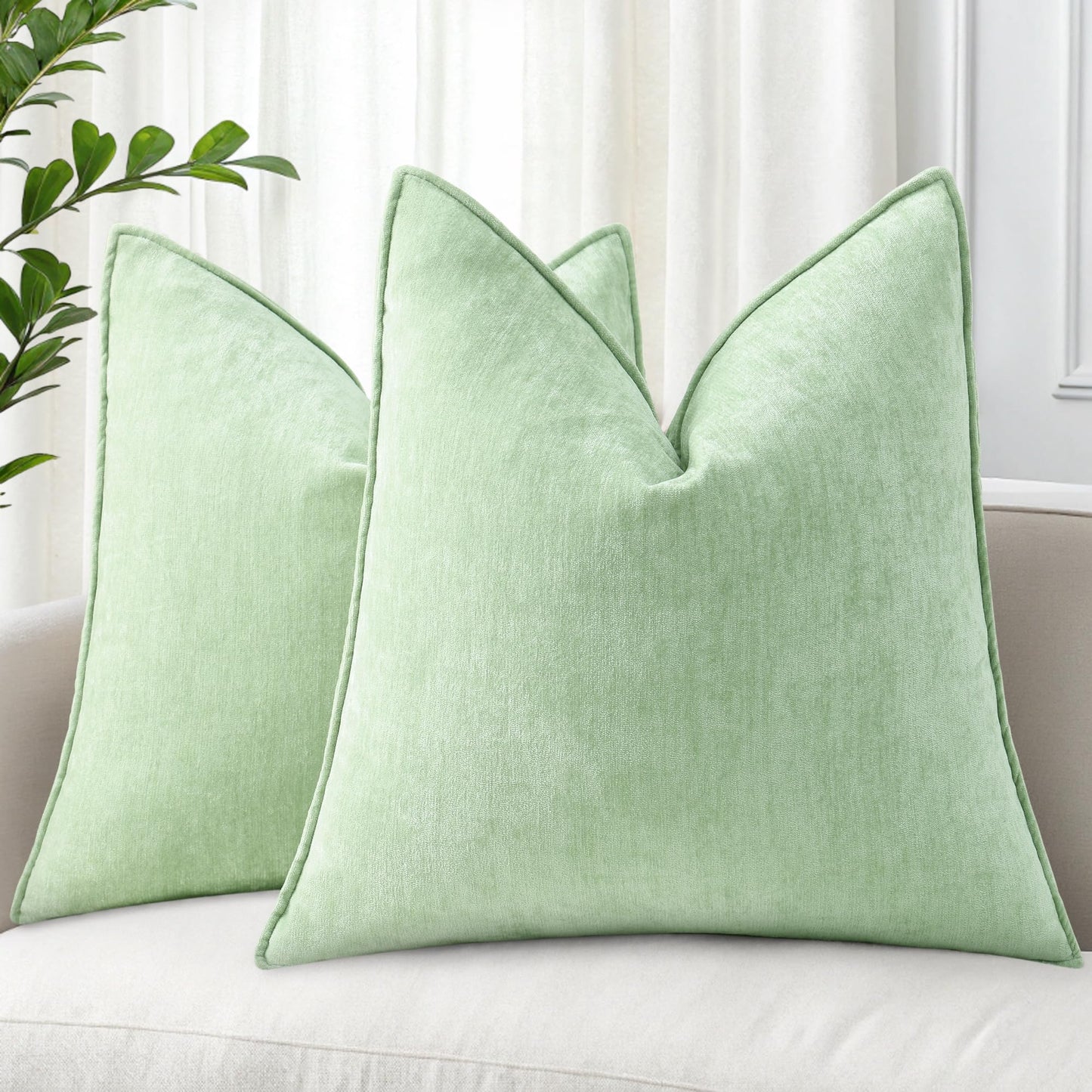 decorUhome Decorative Soft Neutral Chenille Pillow Covers
