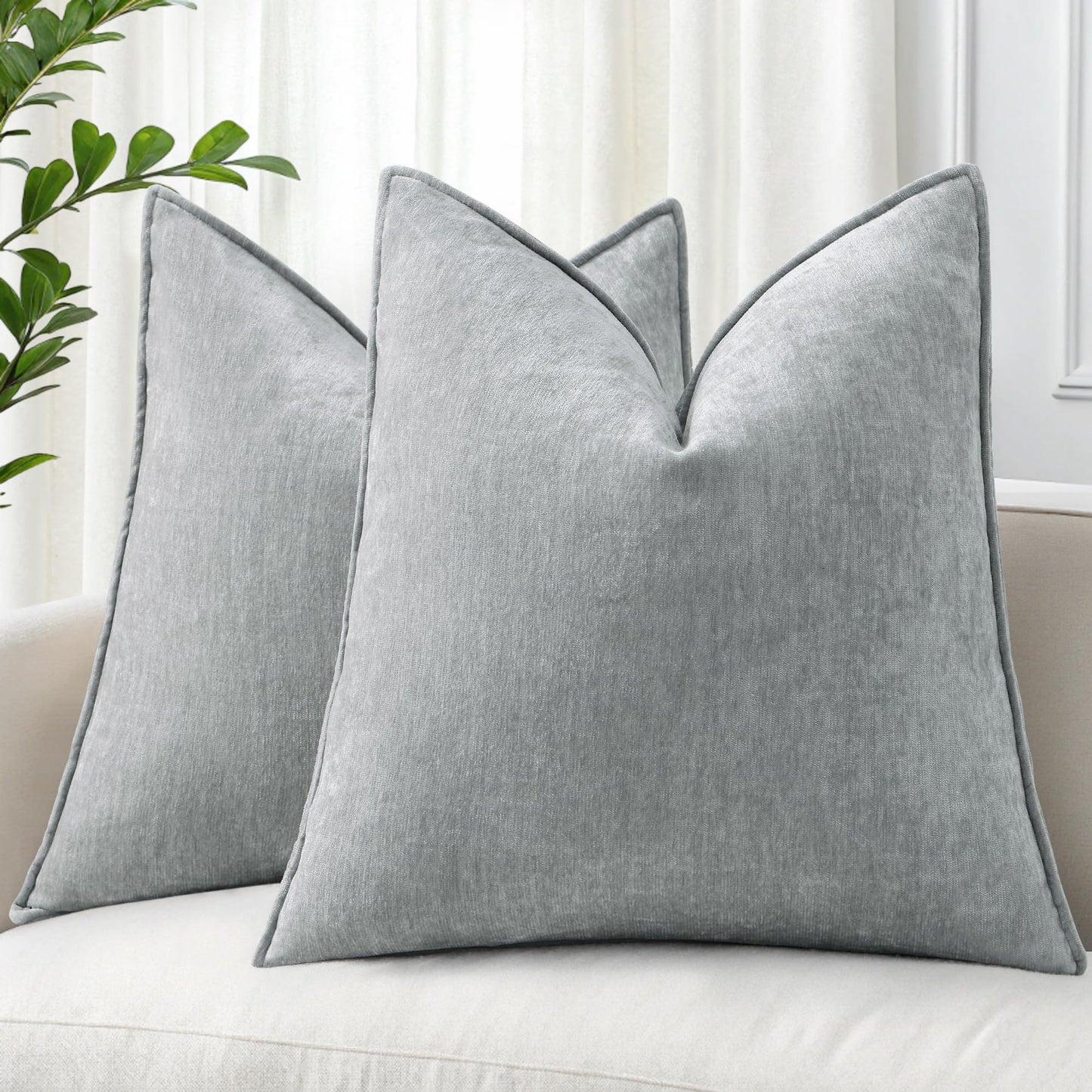decorUhome Decorative Soft Neutral Chenille Pillow Covers