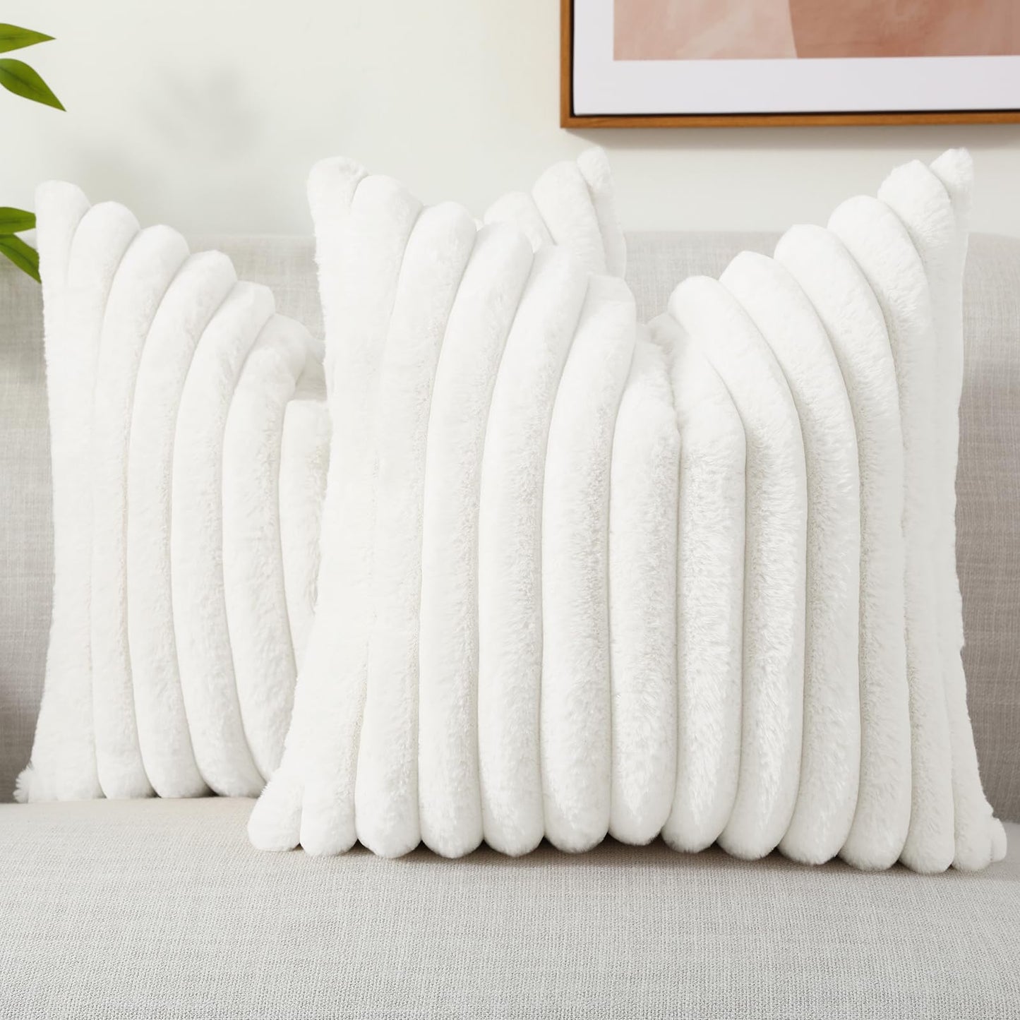 decorUhome Pack of 2 Faux Fur Plush Throw Pillow Covers