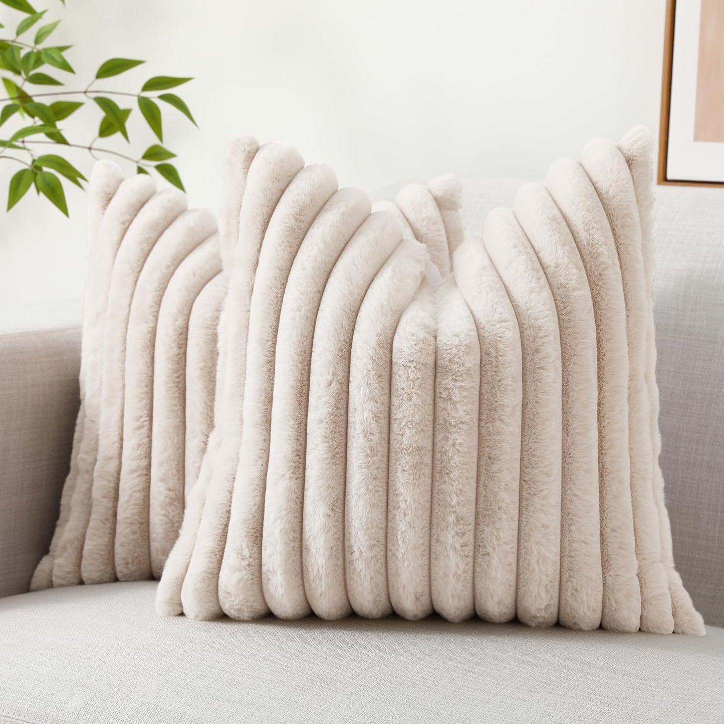 decorUhome Pack of 2 Faux Fur Plush Throw Pillow Covers