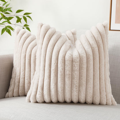 decorUhome Pack of 2 Faux Fur Plush Throw Pillow Covers
