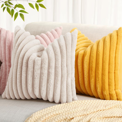 decorUhome Pack of 2 Faux Fur Plush Throw Pillow Covers