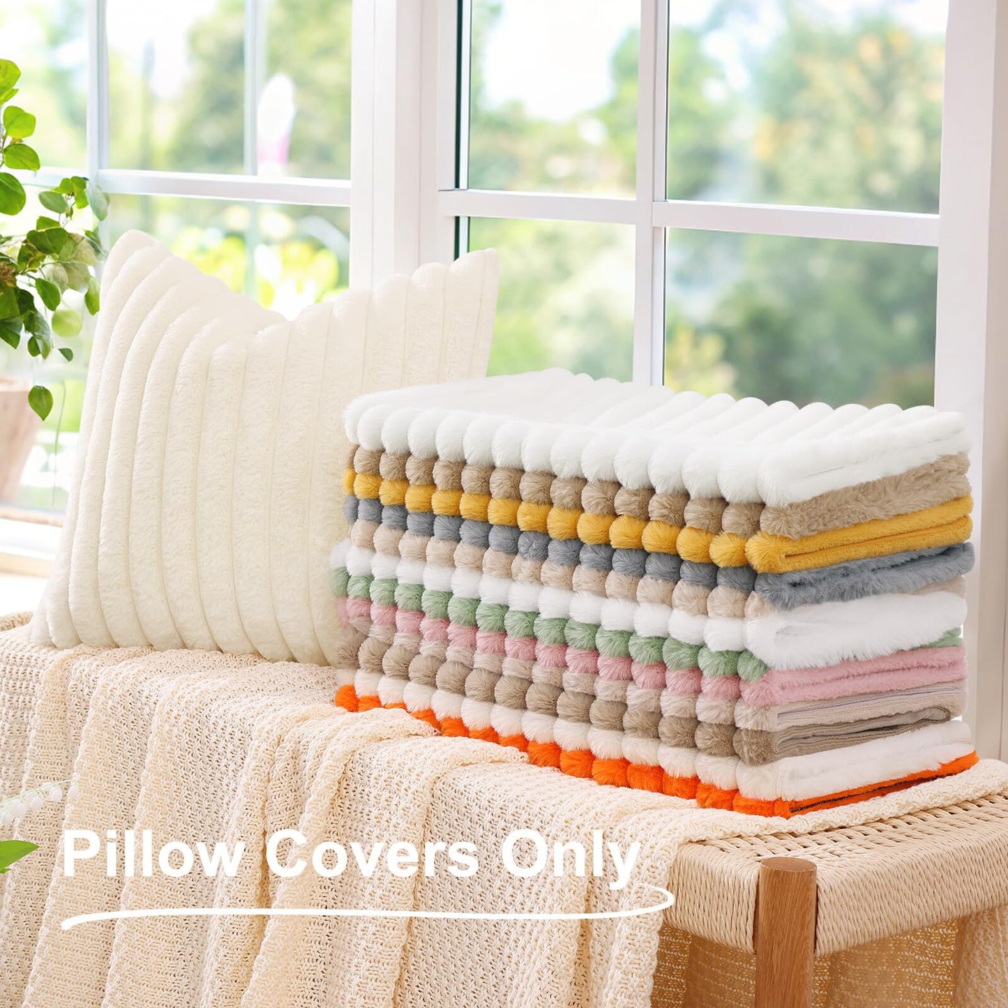decorUhome Pack of 2 Faux Fur Plush Throw Pillow Covers