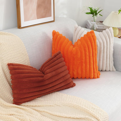 decorUhome Pack of 2 Faux Fur Plush Throw Pillow Covers