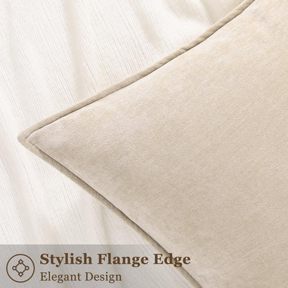 decorUhome Decorative Soft Neutral Chenille Pillow Covers