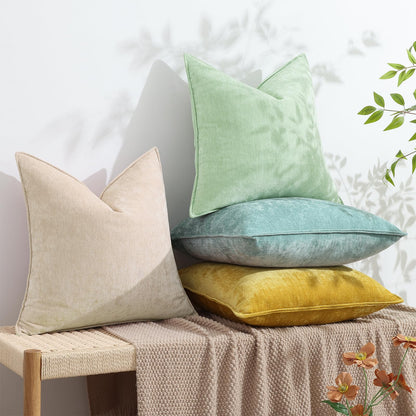 decorUhome Decorative Soft Neutral Chenille Pillow Covers