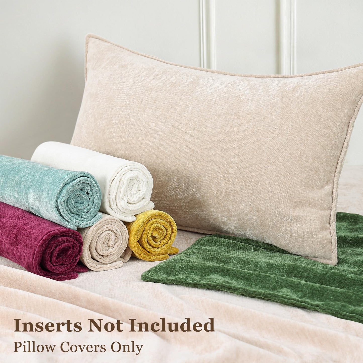 decorUhome Decorative Soft Neutral Chenille Pillow Covers