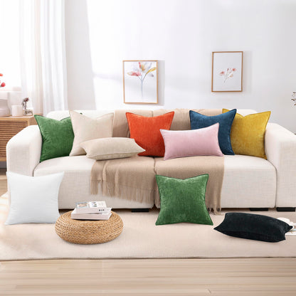 decorUhome Decorative Soft Neutral Chenille Pillow Covers