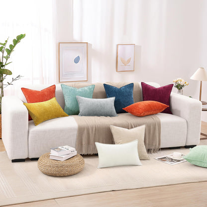 decorUhome Decorative Soft Neutral Chenille Pillow Covers
