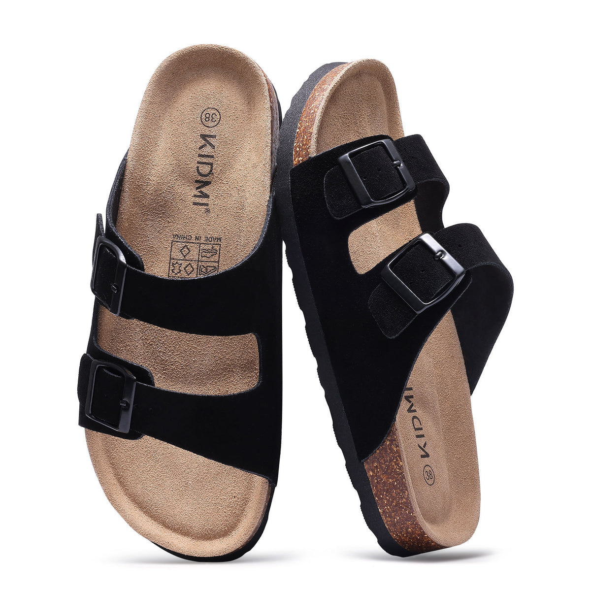 KIDMI Women's Cork Footbed Casual Summer Sandals with Mild Arch Support