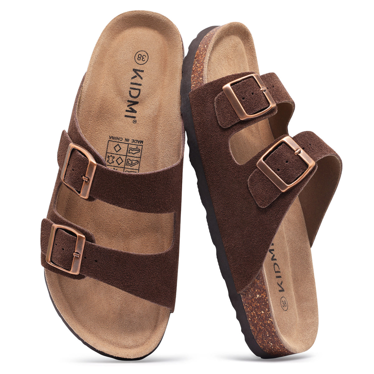 KIDMI Women's Cork Footbed Casual Summer Sandals with Mild Arch Support