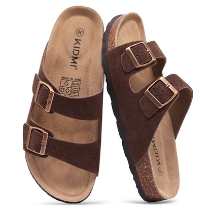 KIDMI Women's Cork Footbed Casual Summer Sandals with Mild Arch Support