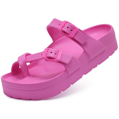 Goosecret Women's Platform Sandals with Arch Support Comfortable Foam Slides Summer Beach Sandals with Adjustable Buckle