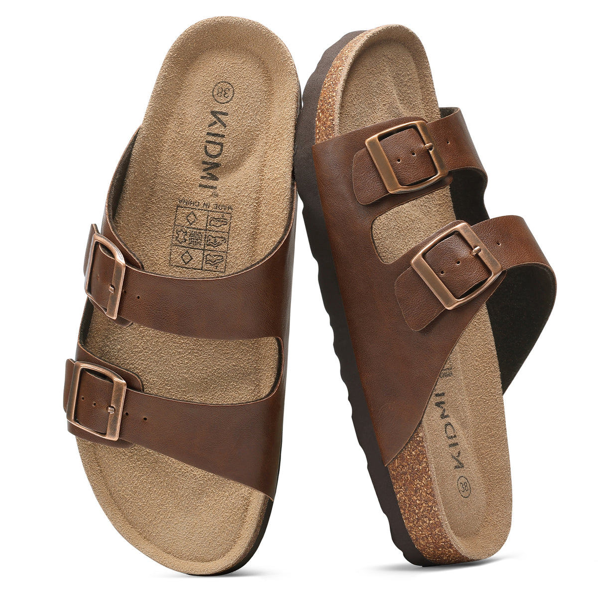 KIDMI Women's Cork Footbed Casual Summer Sandals with Mild Arch Support