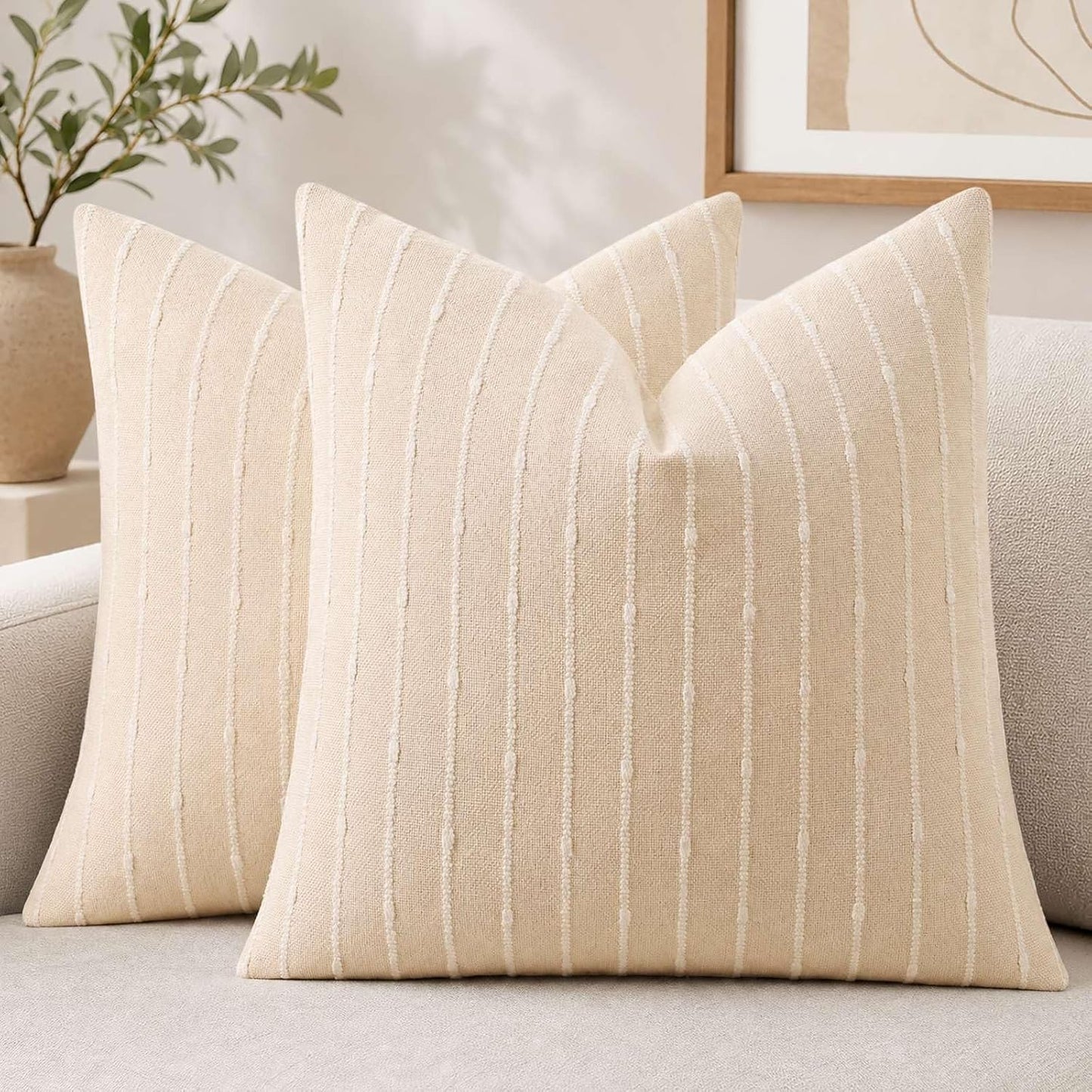 decorUhome Pack of 2 Decorative Jacquard Boucle Throw Pillow Covers