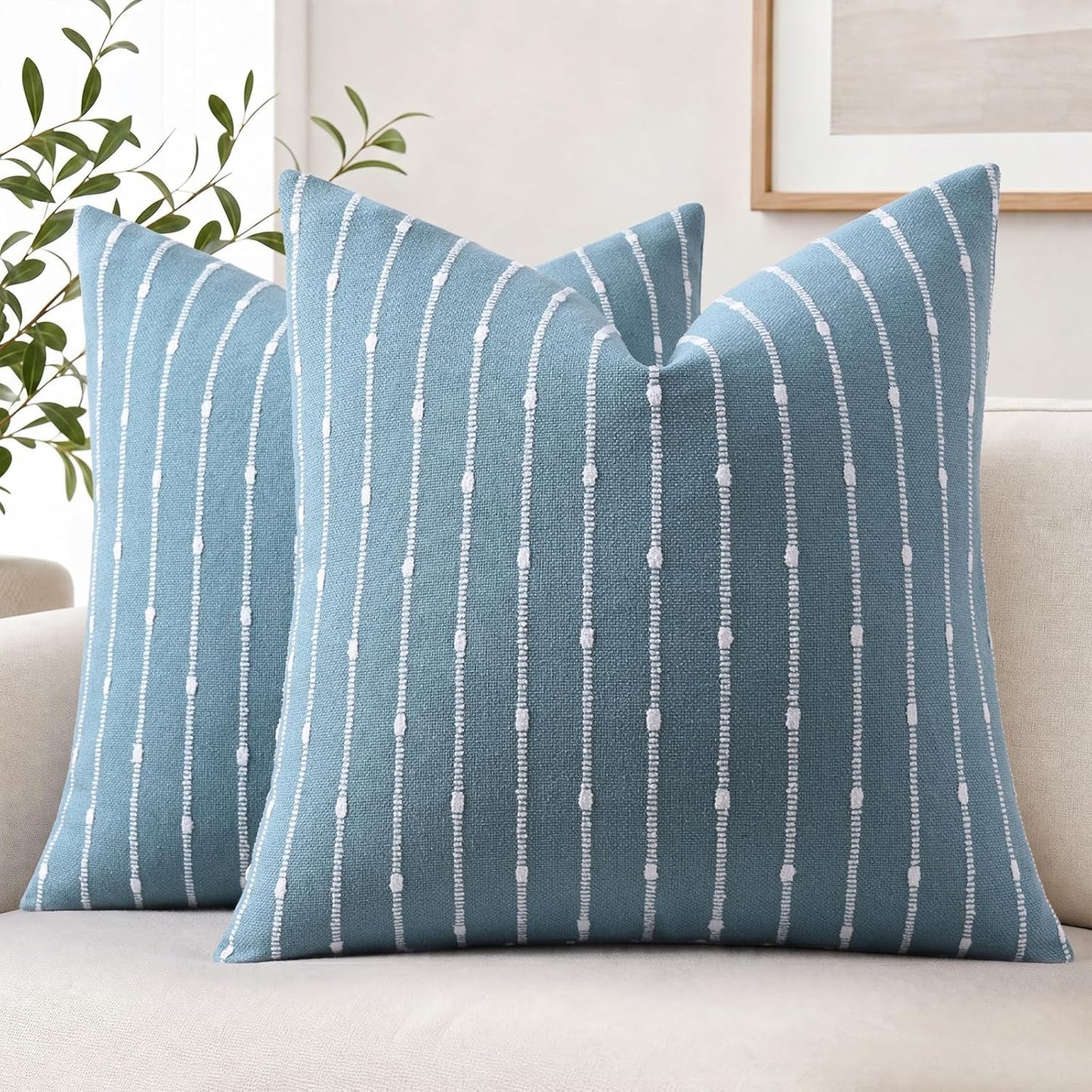 decorUhome Pack of 2 Decorative Jacquard Boucle Throw Pillow Covers