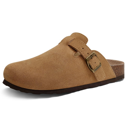 ODOLY Genuine Suede Clogs for Women Men Comfort Cork Footbed Potato Shoes