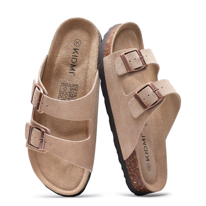 KIDMI Women's Cork Footbed Casual Summer Sandals with Mild Arch Support
