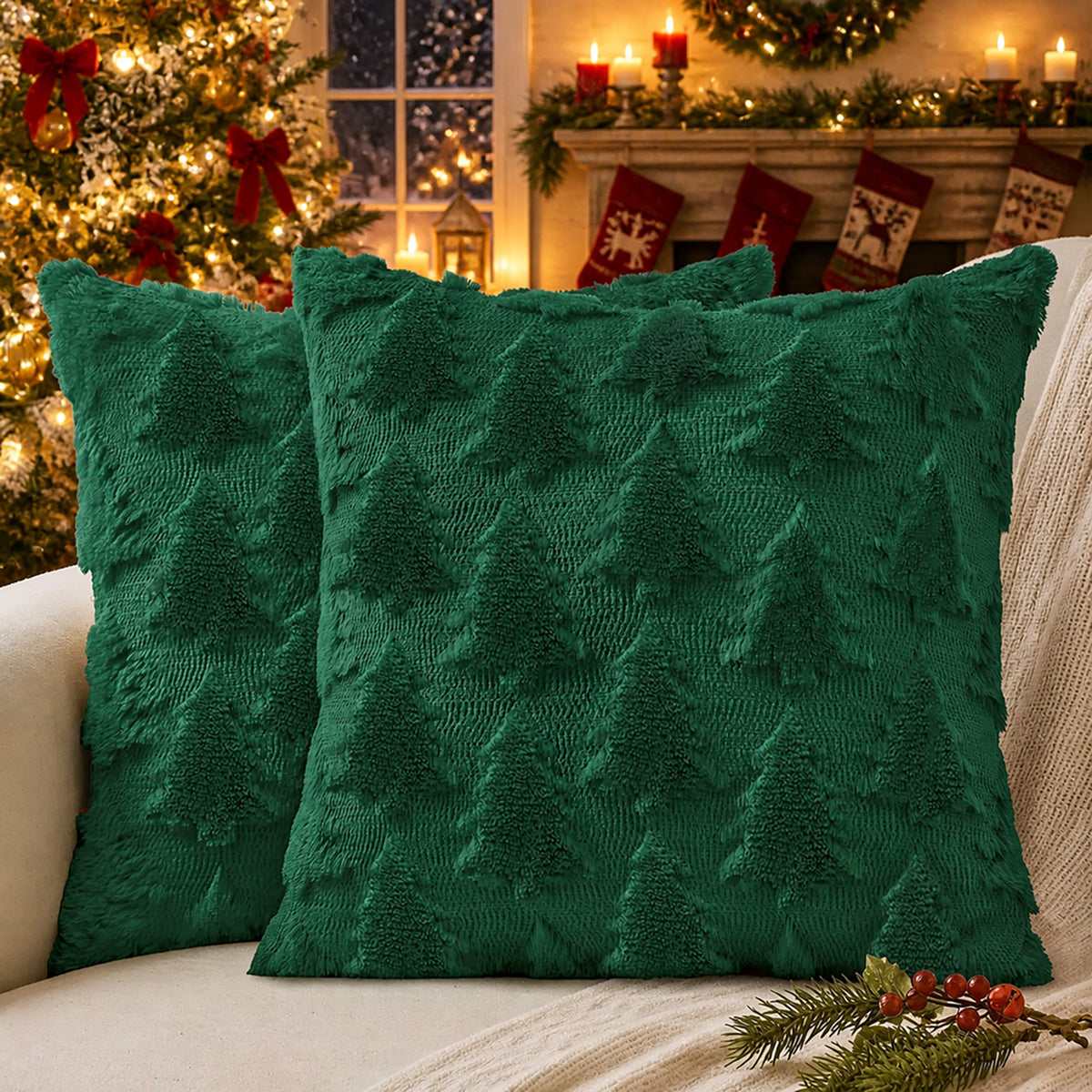 decorUhome Christmas Soft Plush Faux Wool Couch Pillow Cover