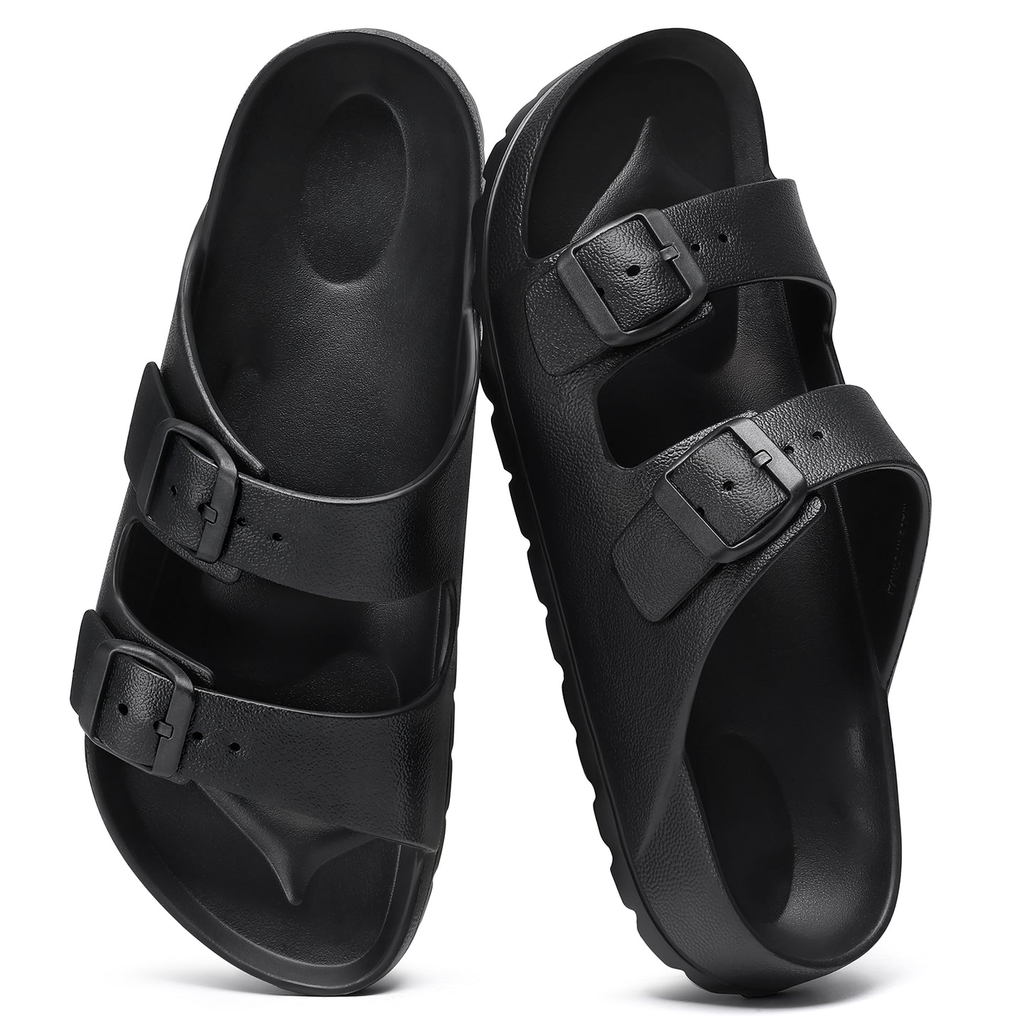 shevalues Women's Comfort Sandals with Medium Arch Support Double Buckle Adjustable EVA Slides for Summer Beach