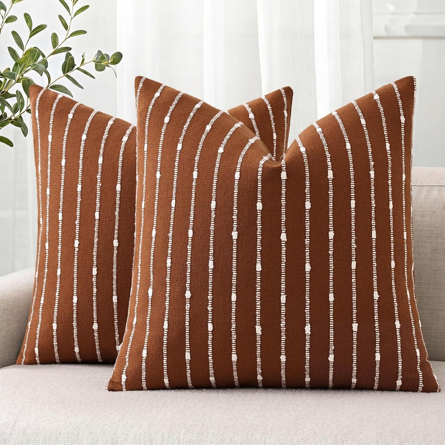 decorUhome Pack of 2 Decorative Jacquard Boucle Throw Pillow Covers