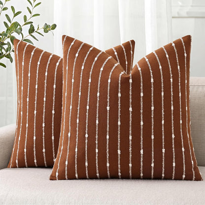 decorUhome Pack of 2 Decorative Jacquard Boucle Throw Pillow Covers