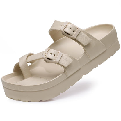 Goosecret Women's Platform Sandals with Arch Support Comfortable Foam Slides Summer Beach Sandals with Adjustable Buckle
